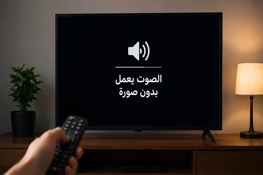 التلفزيون يعمل بالصوت بدون صورة وشاشة سوداء